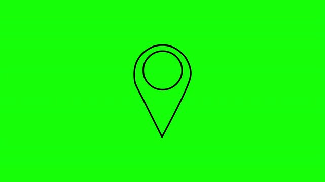GPS Destination Pointer Icon Animation on Green Screen Background 4K