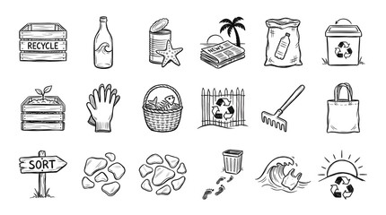 Fototapeta premium Recycling Icons Set for Environmental Awareness.