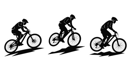 Obraz premium Three cyclists in motion captured as a striking black and white image silhouette high quality professional
