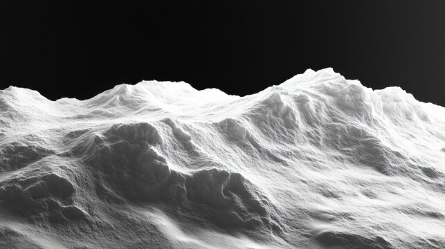 Abstract Mountain Landscape Texture - Dramatic Snow-Capped Peaks in Stark Black and White, 3D Rendered Terrain
