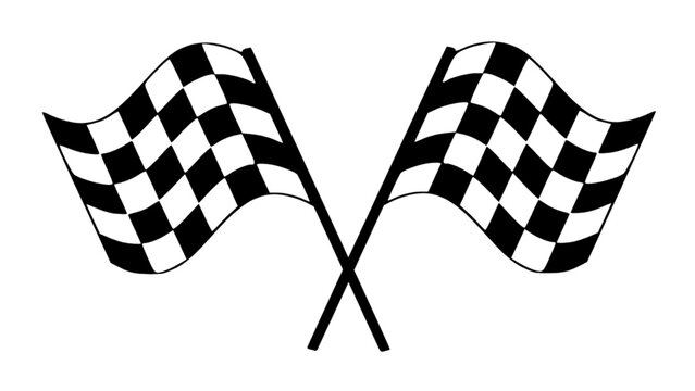 Crossed checkered flags for race finish and motorsport competition