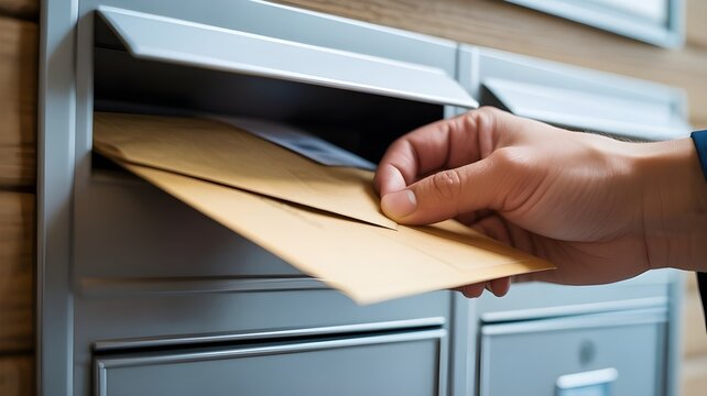 Woman putting envelope in mailbox