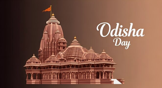 Odisha Day Celebration with Jagannath Temple Illustration