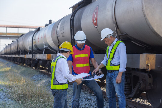 Railway Team Reviewing Freight Train Operation Plan