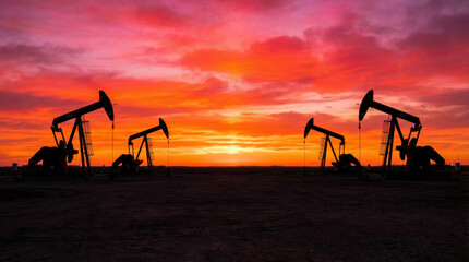 Fototapeta premium Oil price global crisis energy sunrise sky