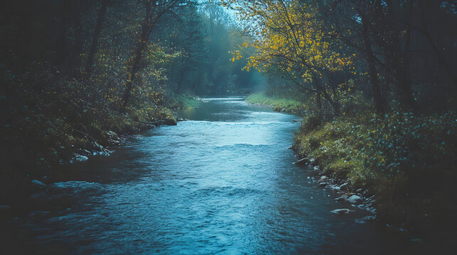 serene stream flowing through lush forest at cascade du herisson france nature landscape photography.