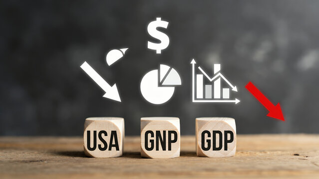 Economic indicators USA, GNP, and GDP show a downward trend.