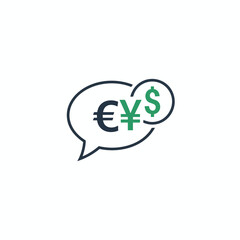 Obraz premium Speech bubble with currency symbols euro, yen, and dollar