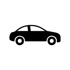 Naklejka premium Simple black silhouette of a passenger car icon isolated on a white background Vector, illustration
