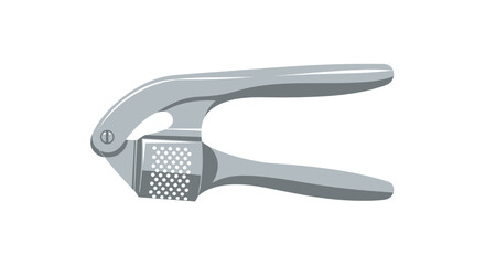 Obraz premium Illustrated Stainless Steel Garlic Press in Modern Kitchen, Digital Design with Ergonomic Handles for Cooking Meal Prep – Flat Lay