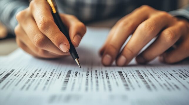 Professional signing business contract document with pen legal agreement and official signature.