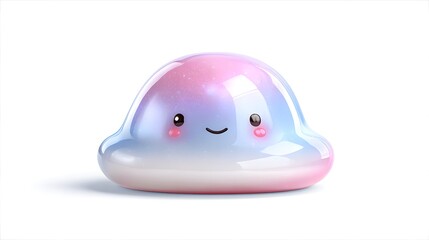 Fototapeta premium Cute Kawaii Rainbow Cloud Character with Smiling Face.
