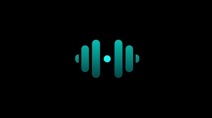 Obraz premium A modern, minimalist audio wave logo design featuring teal tones against a black background, representing sound and creativity.