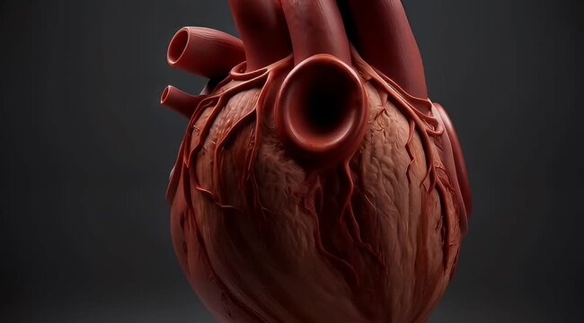 Anatomical heart model with incredible detail showcased against a dark background