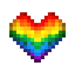 Fototapeta premium Pixel Heart Rainbow LGBTQ Symbol Love Diversity Equality Pride White Background