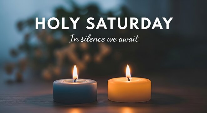 Holy saturday vigil with lit candles in silence