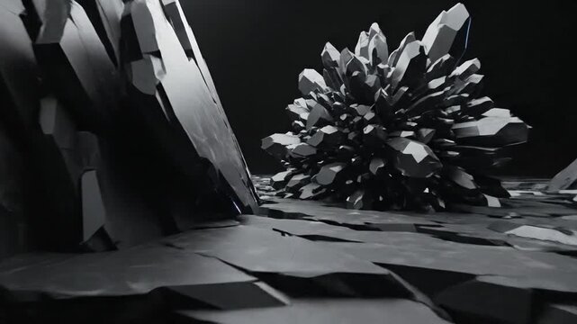 Crystal Formation on Dark Surface.