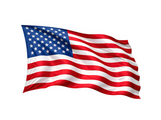 The american flag waving in the wind with bold red and white stripes and blue canton