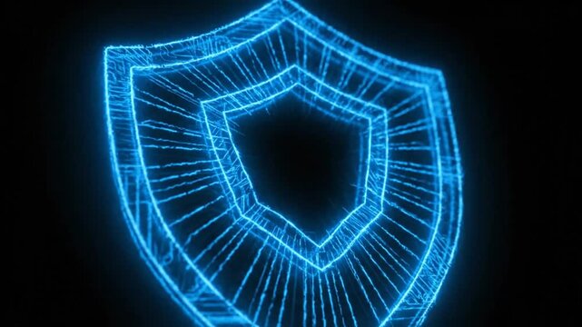 Digital shield illustration representing cybersecurity and protection in a modern technological context