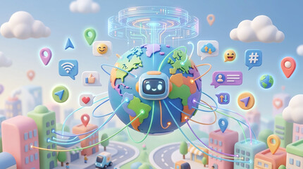 Obraz premium social network connection