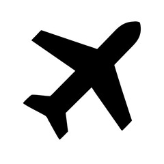 Black airplane icon on white background © Tayeem