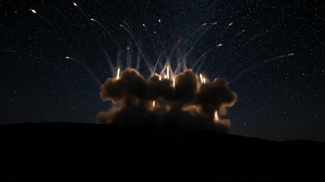 Fireworks exploding in the night sky.