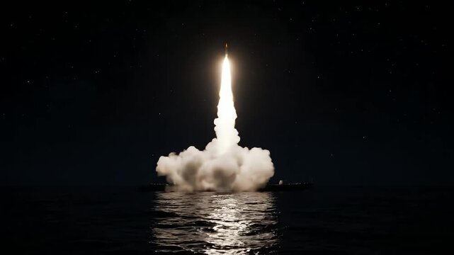 Rocket launch into the night sky.