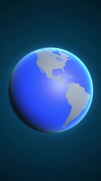 The animation shows a graphic representation of the earth and highlights the location and map of Aruba colored red in vertical format.