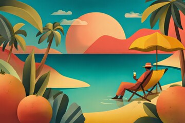 Illustration of  summer vibes, vacation , concept