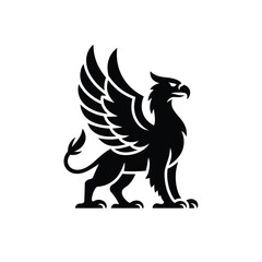 Fototapeta premium A striking black silhouette of a majestic griffin in profile