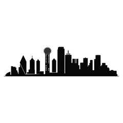 Fototapeta premium A stark black silhouette of a modern city skyline against white
