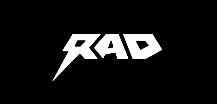RAD edgy street style typography white lettering on black background, vector illustration