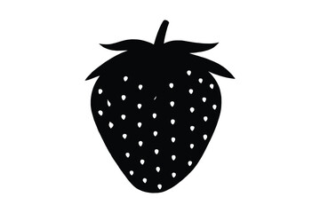 Fototapeta premium strawberry fruit silhouette vector, strawberry icon