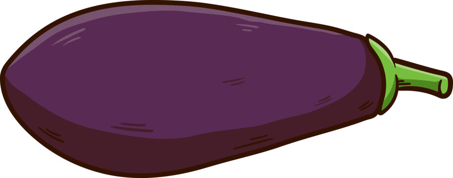 Clipart Handdrawn Terong Segar