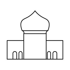 Fototapeta premium A simple, clean line drawing of a building with a prominent dome, resembling a mosque or a church.