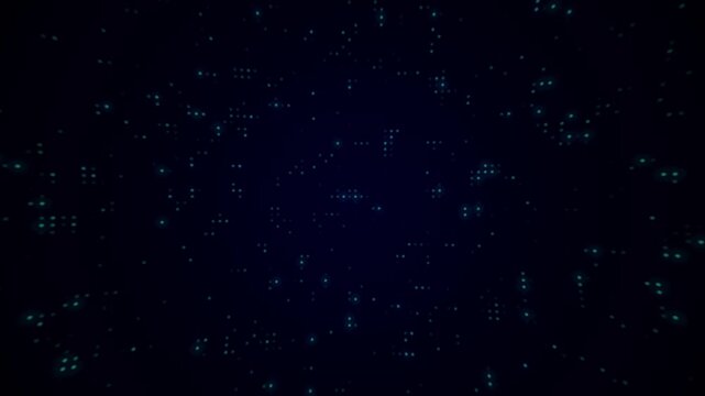 Abstract digital network animation of small blue data points constantly moving and connecting video.