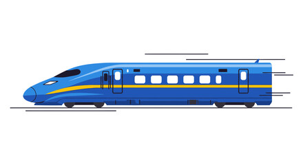 Sleek Blue High-Speed Bullet Train in Motion. © suhadi