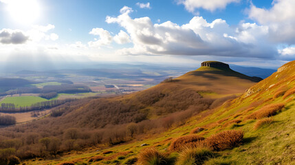 Obraz premium Panoramic landscape of Brandon Mount in spring