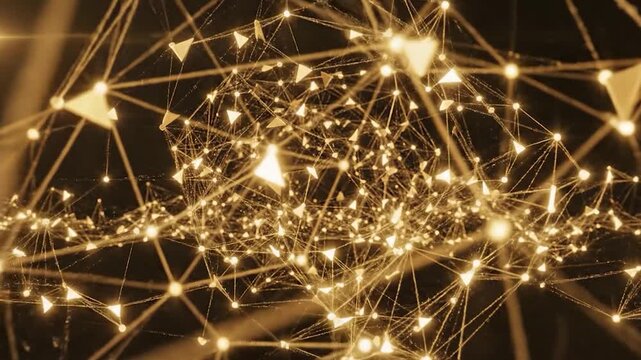 Abstract network of glowing nodes and lines in a digital space