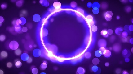 Abstract purple glowing circle with bokeh effect for background design