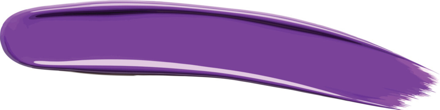 Vibrant purple oil paint brush stroke isolated on transparent background