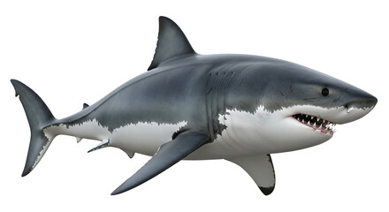 Fototapeta premium Large gray shark with sharp teeth swimming in water