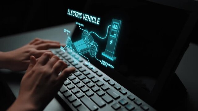 Structure of electric car showing battery system, traction motor, control units, and charging station for understanding EV functionality and energy flow Marrow