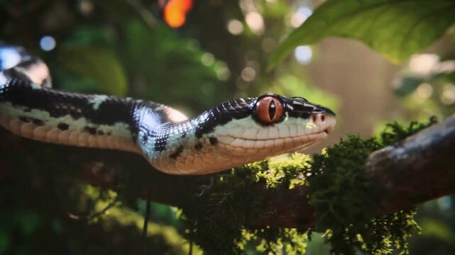 A tree snake crawls
