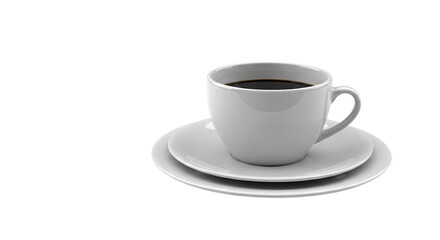 Obraz premium White Coffee Cup and Saucer Filled with Dark Coffee