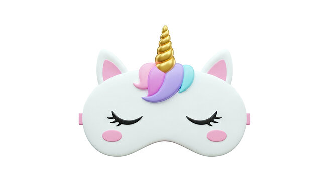 Cute White Unicorn Sleep Mask with Golden Horn and Pastel Mane