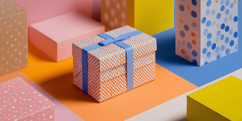 Geschenkverpackungen und schleifen in einem schönen Design mit ansprechenden Hintergrund. Werbung, Geschenke, Präsente