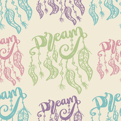 Obraz premium Seamless pattern with native dream catcher. Vector illustration.