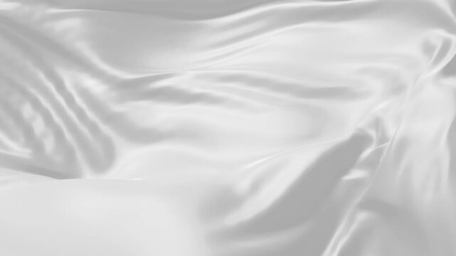 White silk fabric floating slowly, transparent wavy cloth. 3D animation White fabric blowing in slow motion fabric flowing and rippling in slow motion with soft light illuminating its luxurious textur