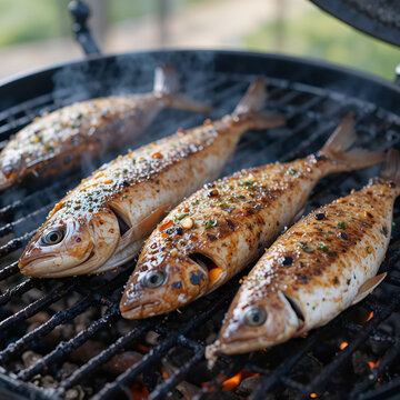 Smoked fish ( Seatrout, pinfish, Atlantic Croaker) on the grill